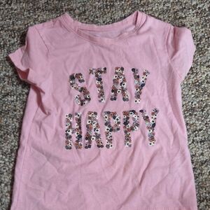 Garanimals Pink T-Shirt with Floral 'Stay Happy' Print
